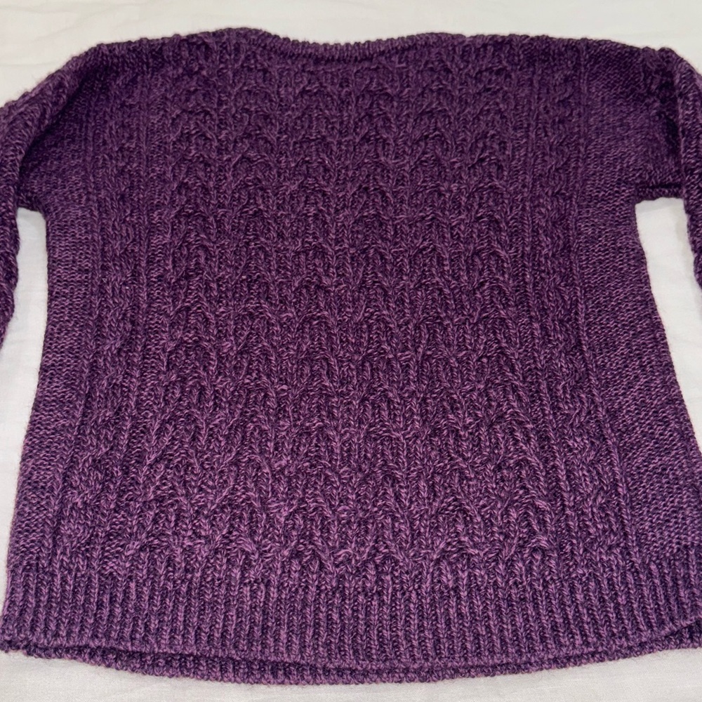 Purple Cable Knit Kids Sweater - Picture 4 of 10
